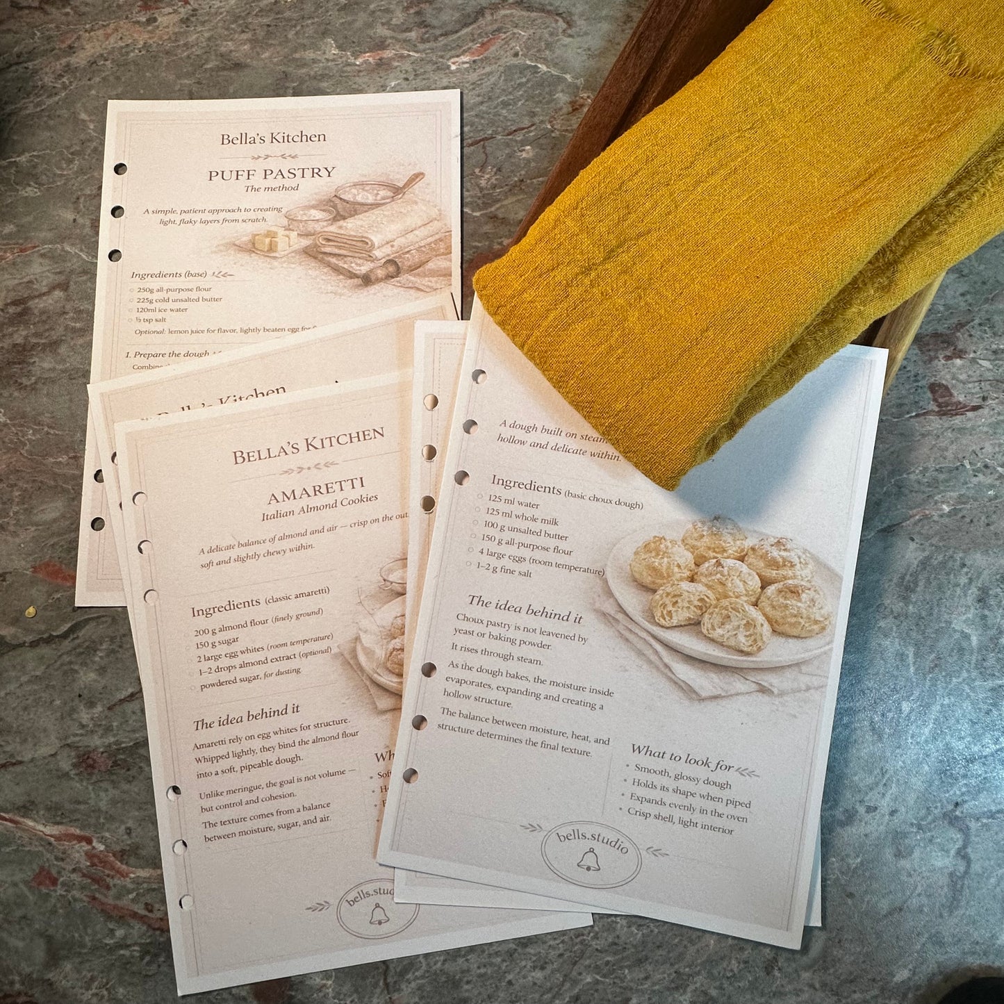 Bakery Starter Set – 5 Cards Only | Puff Pastry, Choux & More – Bella's Kitchen