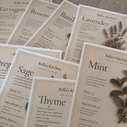 Herb Collection - 8 Recipes Cards Only - Bella's Kitchen