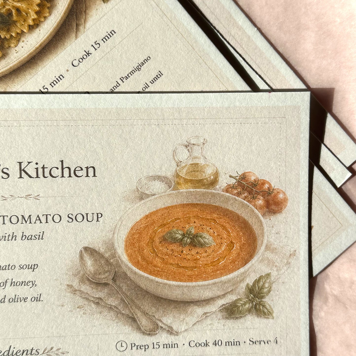 Creamy Tomato Soup Recipe Card A5 | Italian Recipe – Bella's Kitchen
