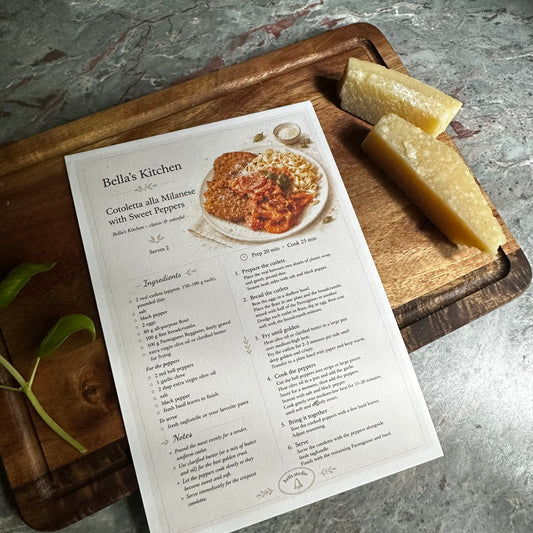 Cotoletta alla Milanese Recipe Card A5 | Italian Pasta Recipe – Bella's Kitchen