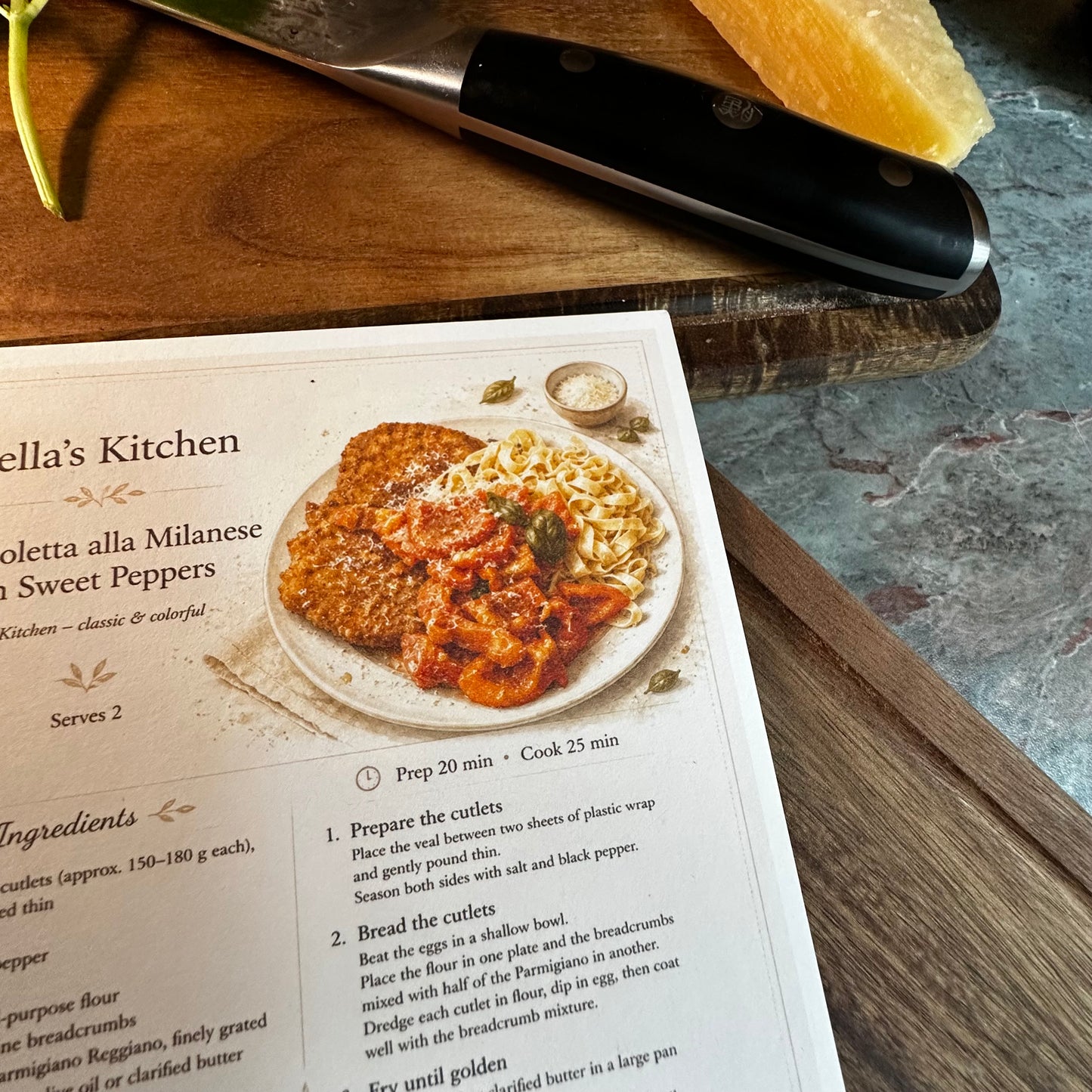 Cotoletta alla Milanese Recipe Card A5 | Italian Pasta Recipe – Bella's Kitchen