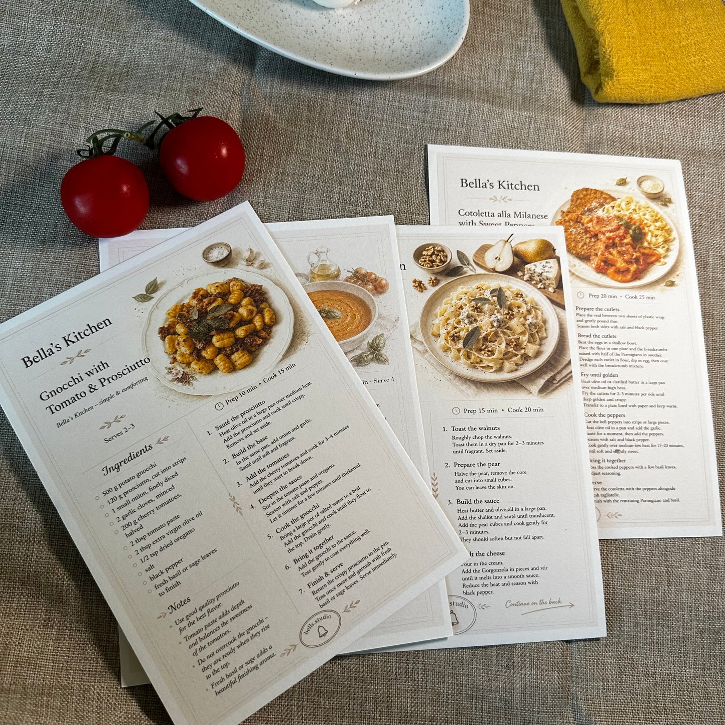 The Complete Pasta Edition - 12 Recipes Cards Only - Bella's Kitchen
