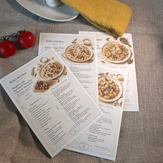 The Complete Pasta Edition - 12 Recipes Cards Only - Bella's Kitchen