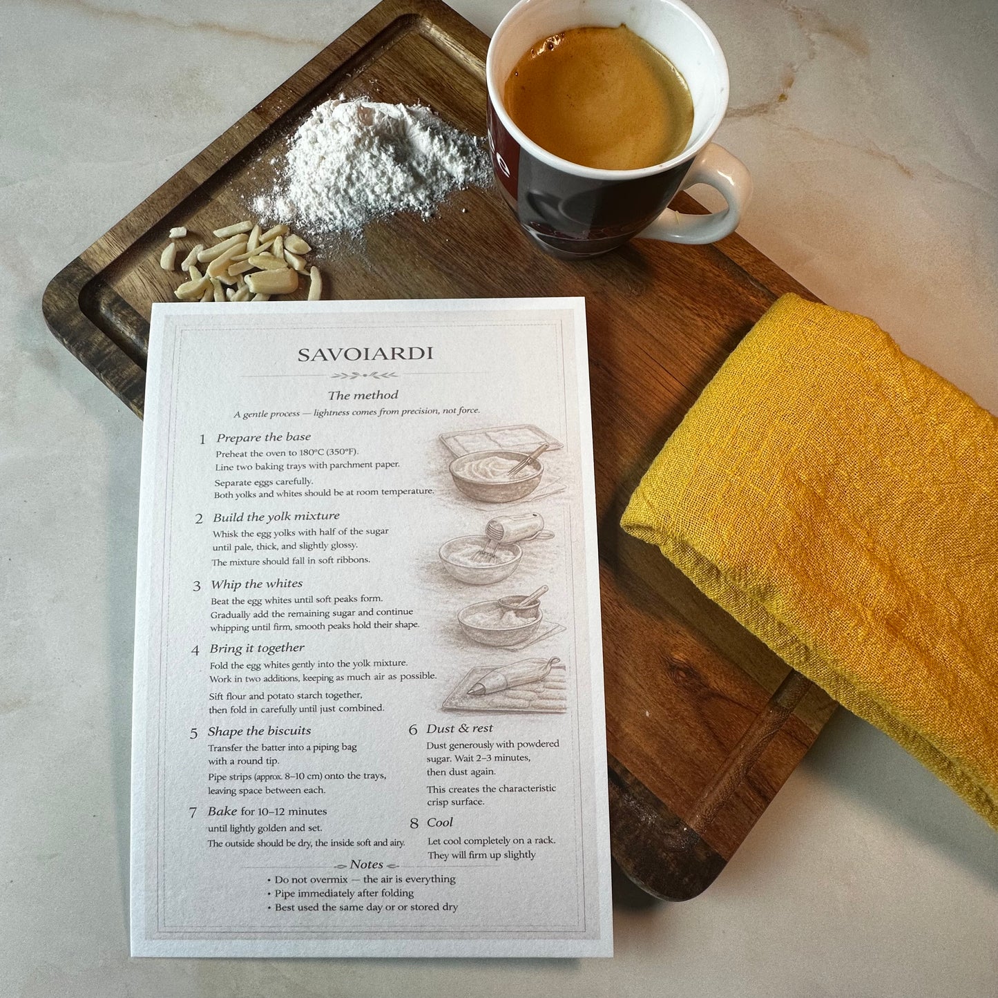 Savoiardi Kitchen Card A5 | Ladyfingers Baking Guide – Bella's Kitchen