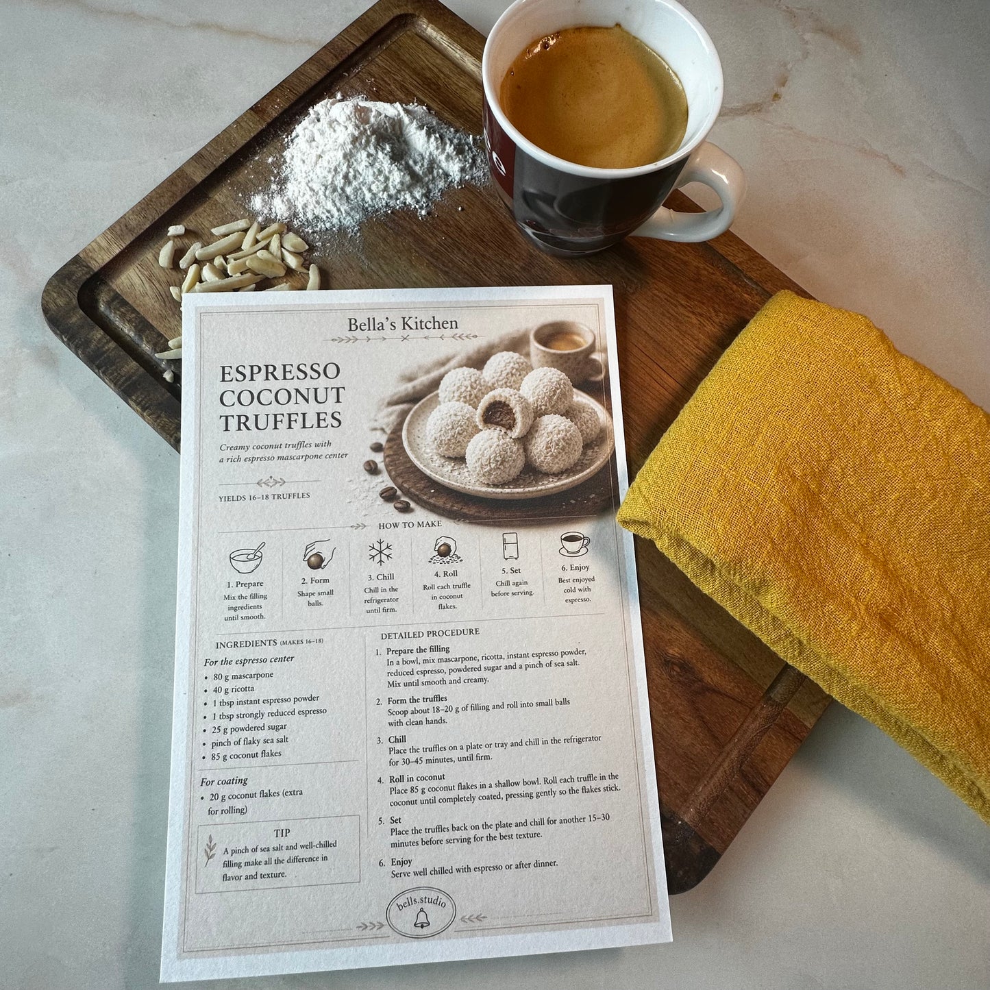 Espresso Coconut Truffles Card A5 | Truffles Guide – Bella's Kitchen