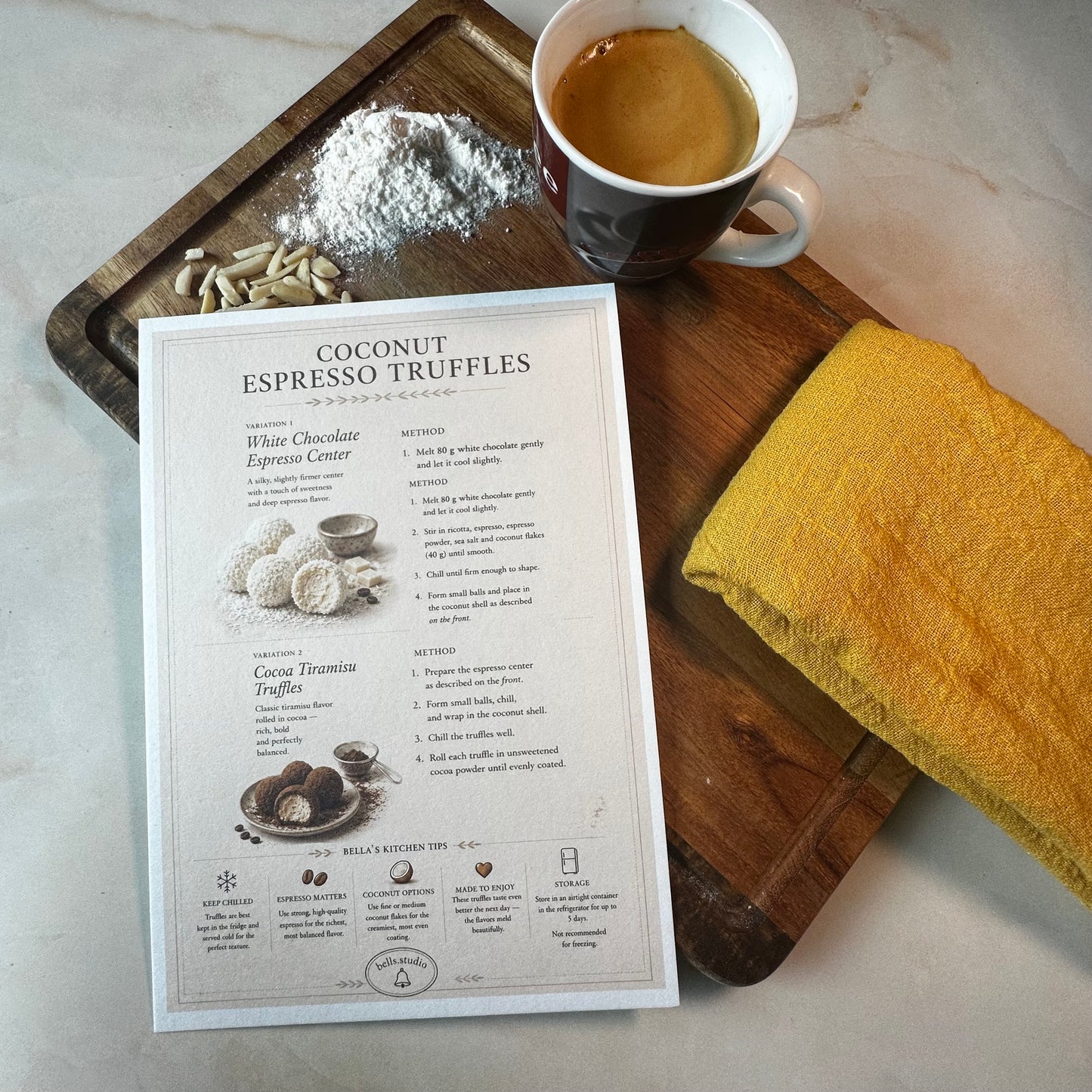Espresso Coconut Truffles Card A5 | Truffles Guide – Bella's Kitchen