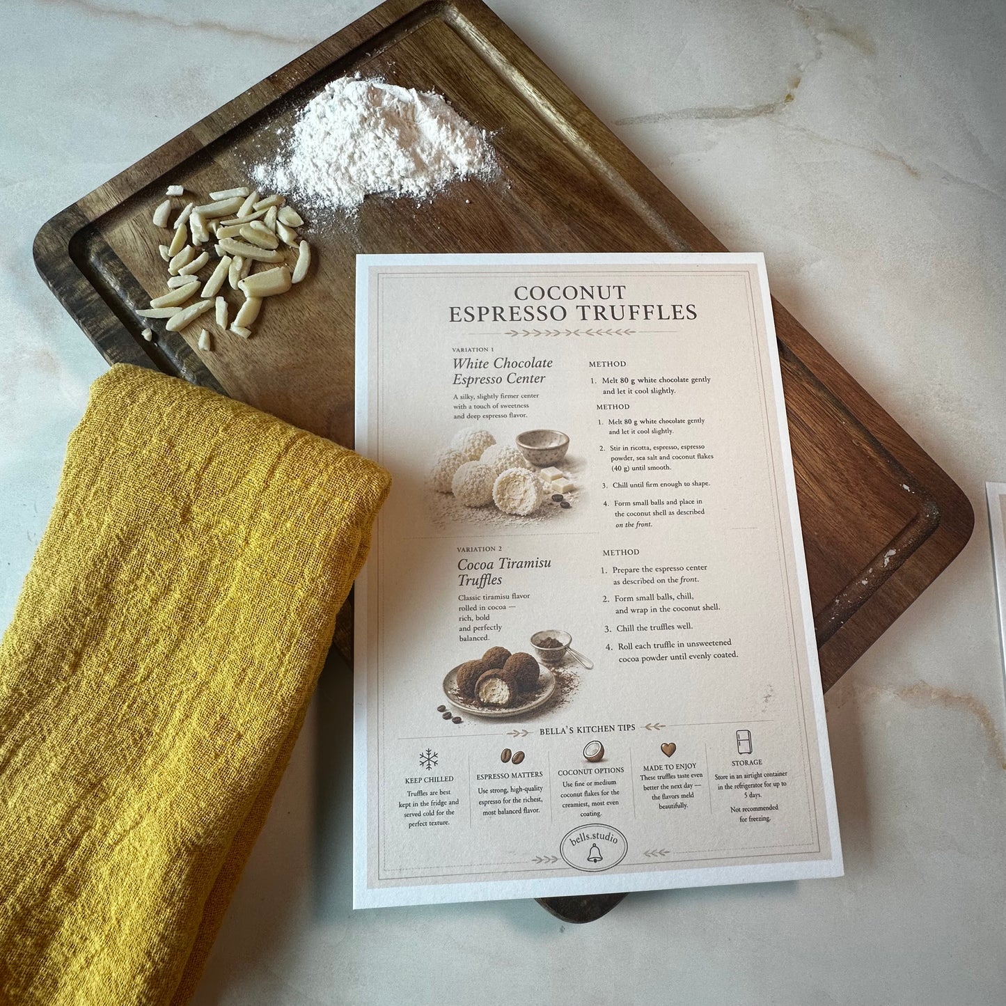 Espresso Coconut Truffles Card A5 | Truffles Guide – Bella's Kitchen