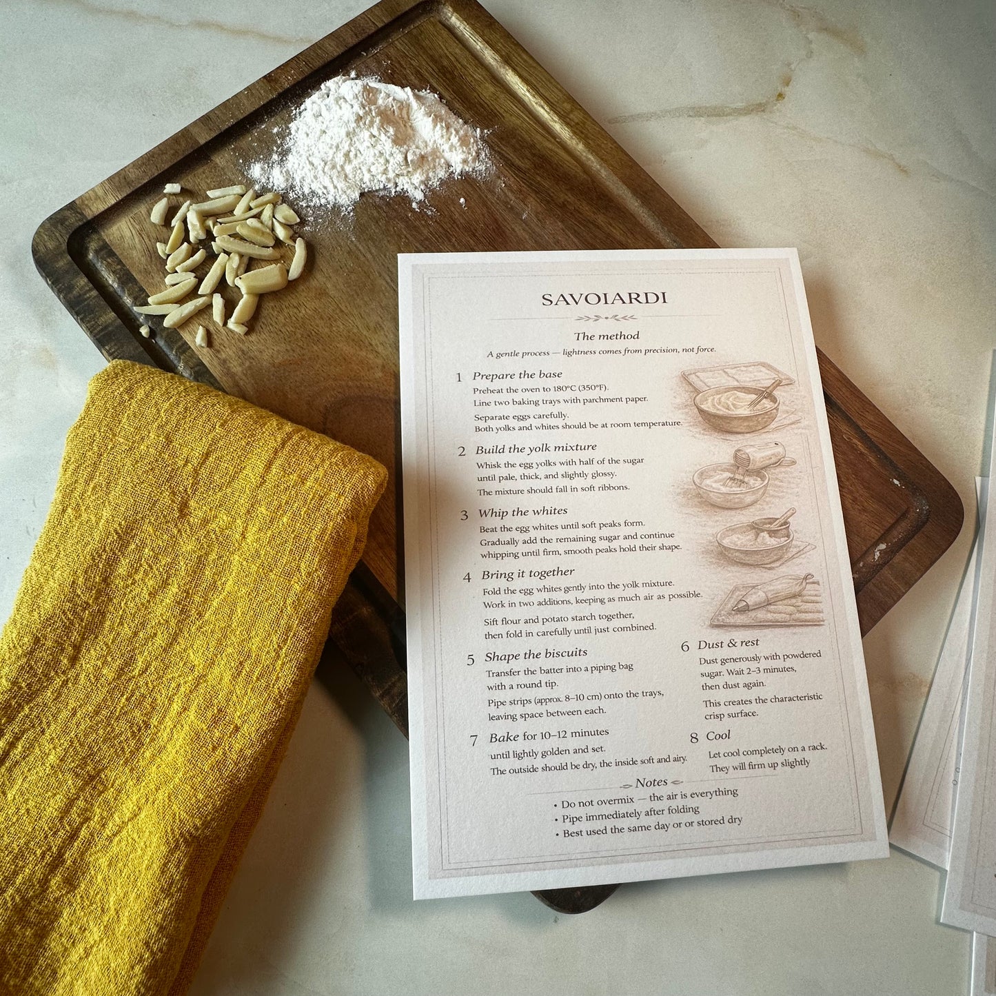 Savoiardi Kitchen Card A5 | Ladyfingers Baking Guide – Bella's Kitchen