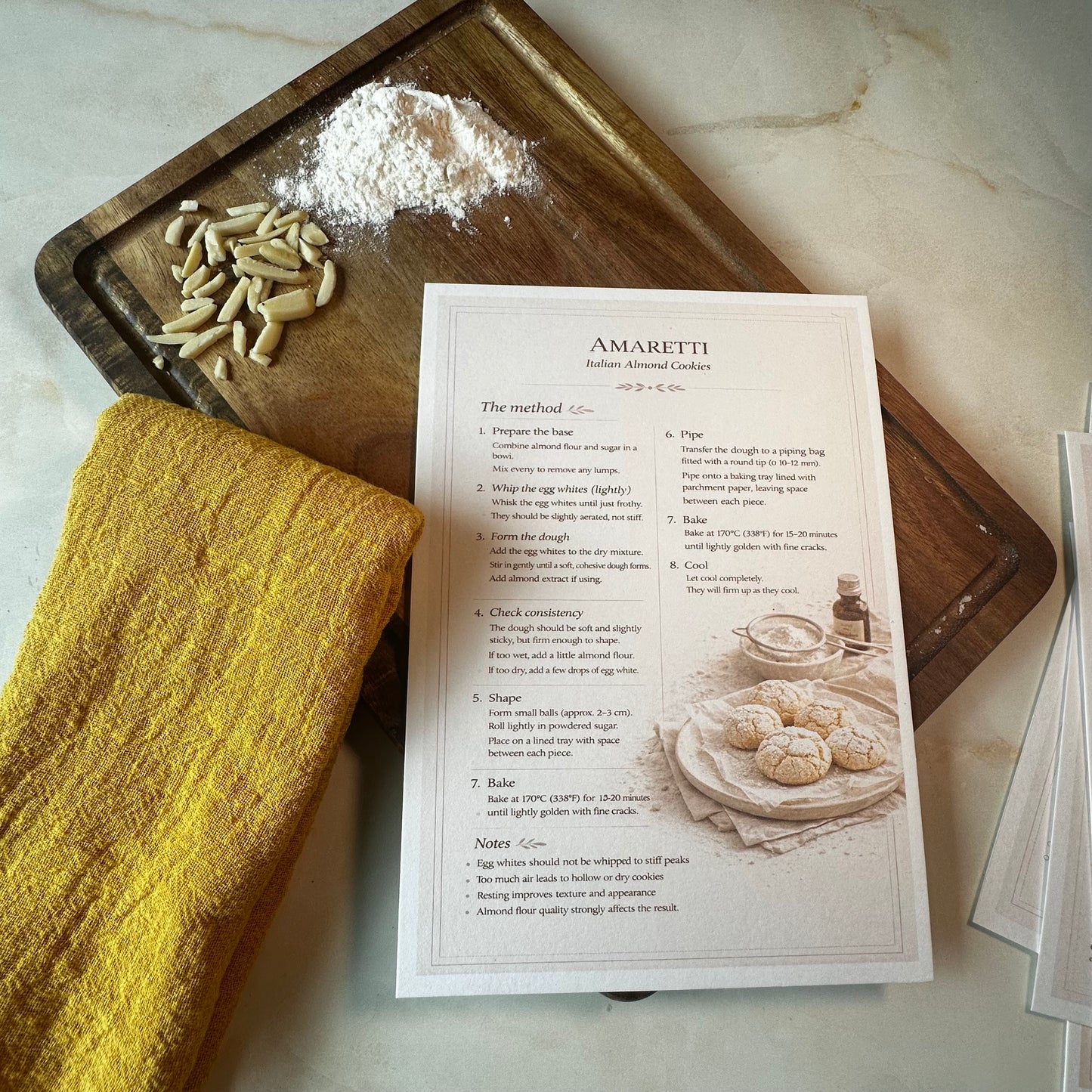 Amaretti Kitchen Card A5 | Italian Almond Cookies Baking Guide – Bella's Kitchen