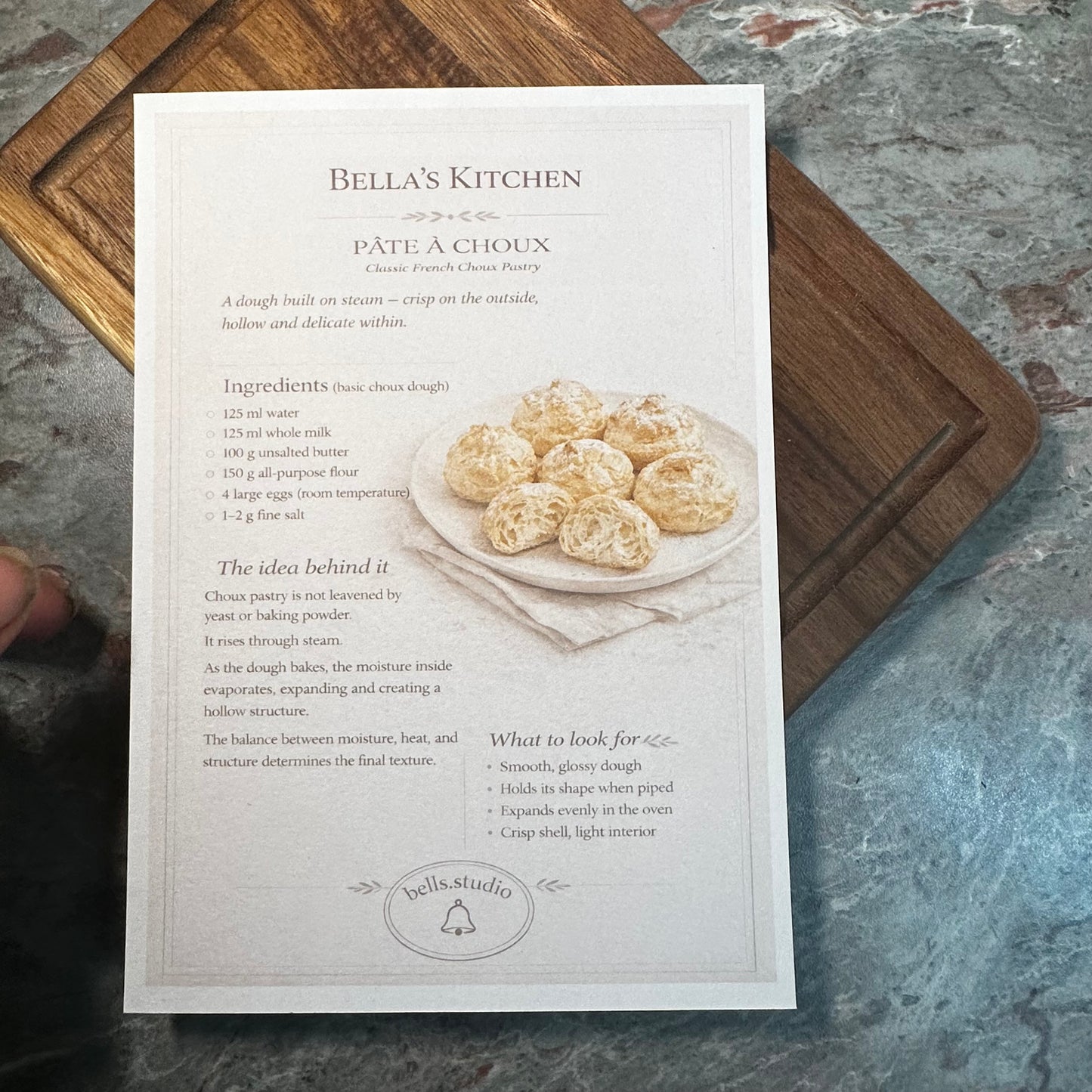 Pâte à Choux Kitchen Card A5 | Choux Pastry Baking Guide – Bella's Kitchen