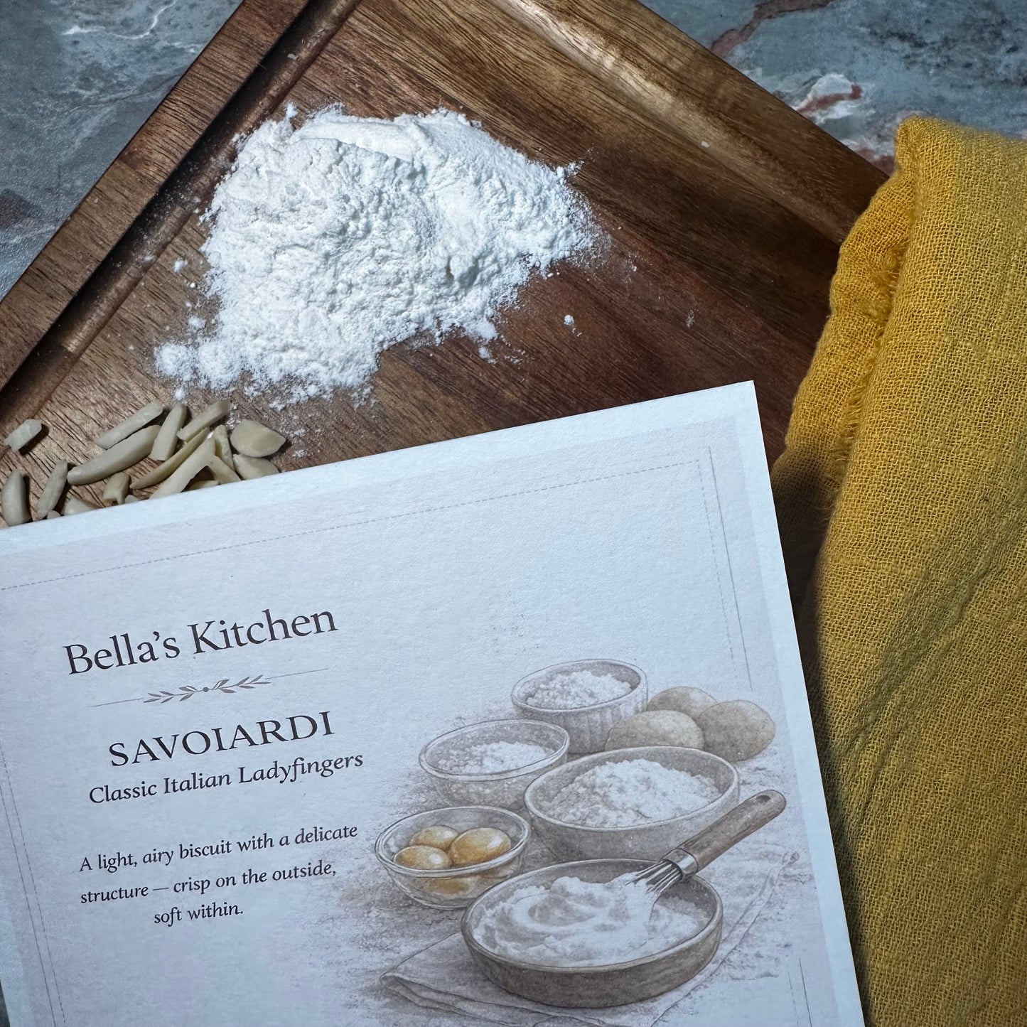 Savoiardi Kitchen Card A5 | Ladyfingers Baking Guide – Bella's Kitchen