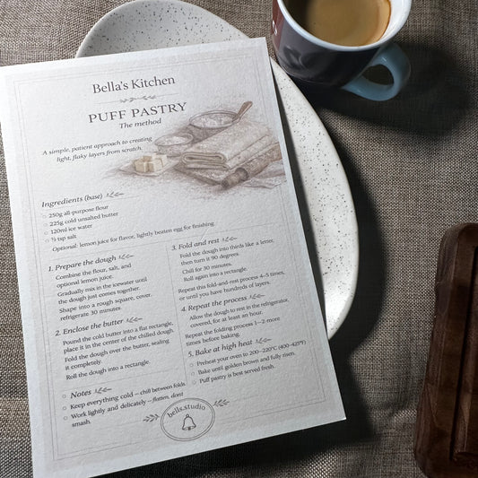 Puff Pastry Kitchen Card | How to Use & Bake with Puff Pastry A5 – Bella's Kitchen