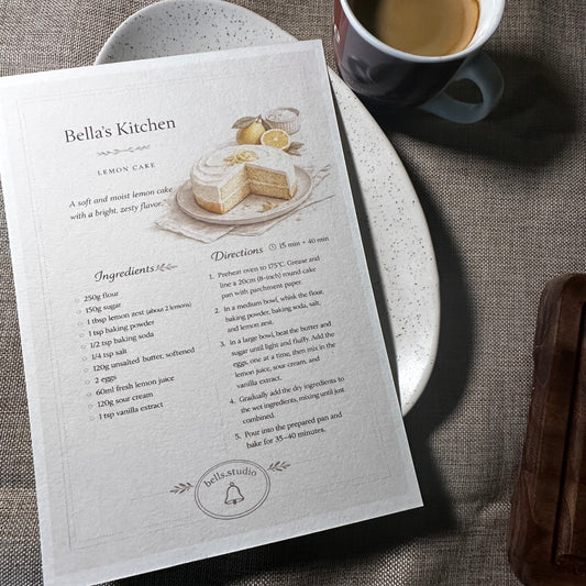 Lemon Cake Kitchen Card A5 | Classic Italian Lemon Cake Recipe – Bella's Kitchen