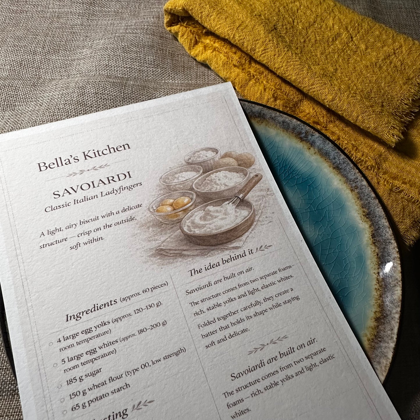 Savoiardi Kitchen Card A5 | Ladyfingers Baking Guide – Bella's Kitchen