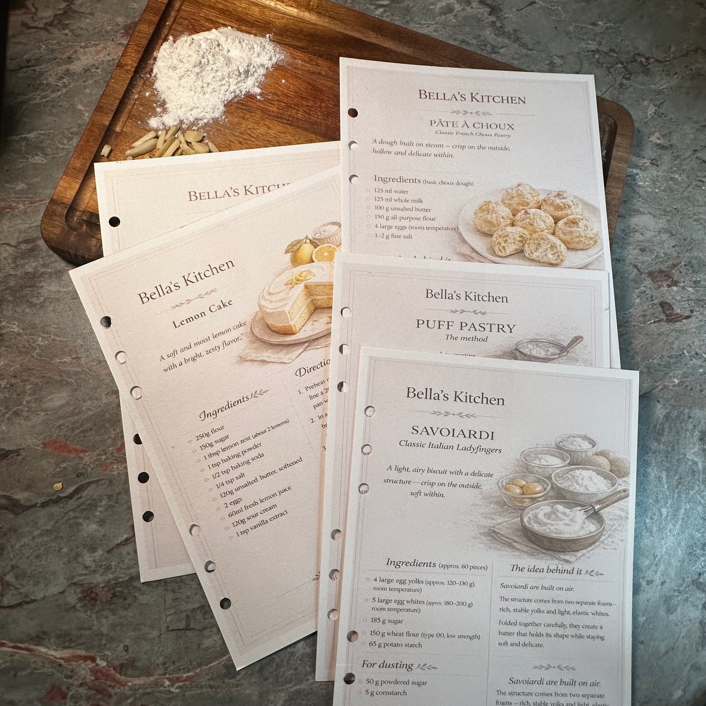 Bakery Starter Set – 5 Cards Only | Puff Pastry, Choux & More – Bella's Kitchen