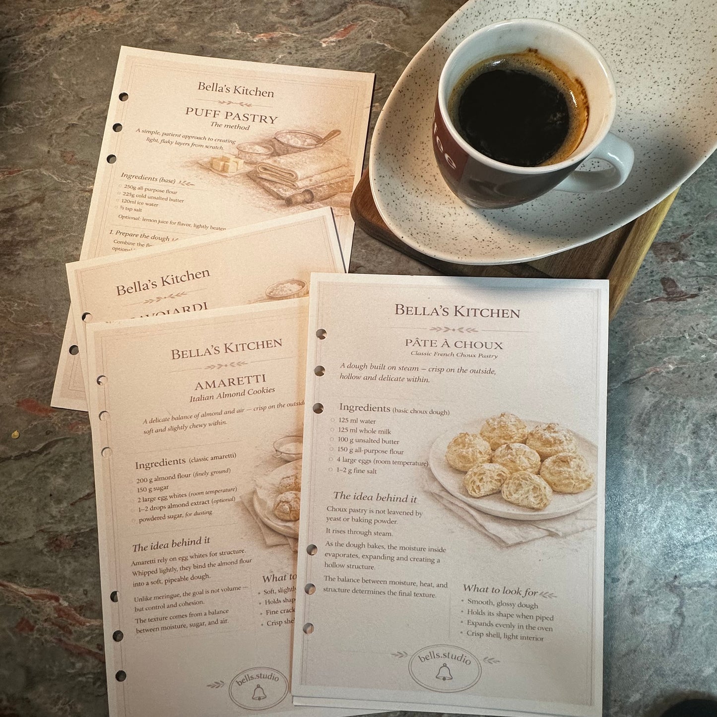 Bakery Starter Set – 5 Cards Only | Puff Pastry, Choux & More – Bella's Kitchen