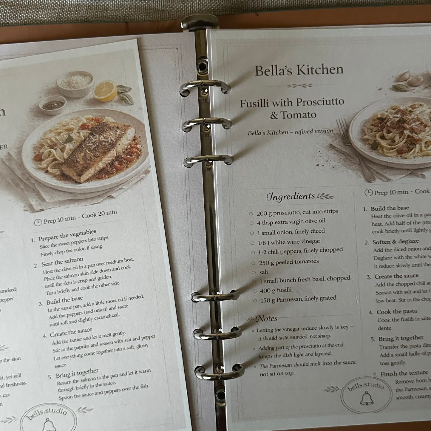 Pasta Starter Set A5 – Binder + 5 Kitchen Cards | Bella's Kitchen