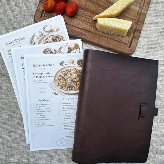 The Complete Pasta Edition - 12 Recipes Cards with Leather Binder - Bella's Kitchen