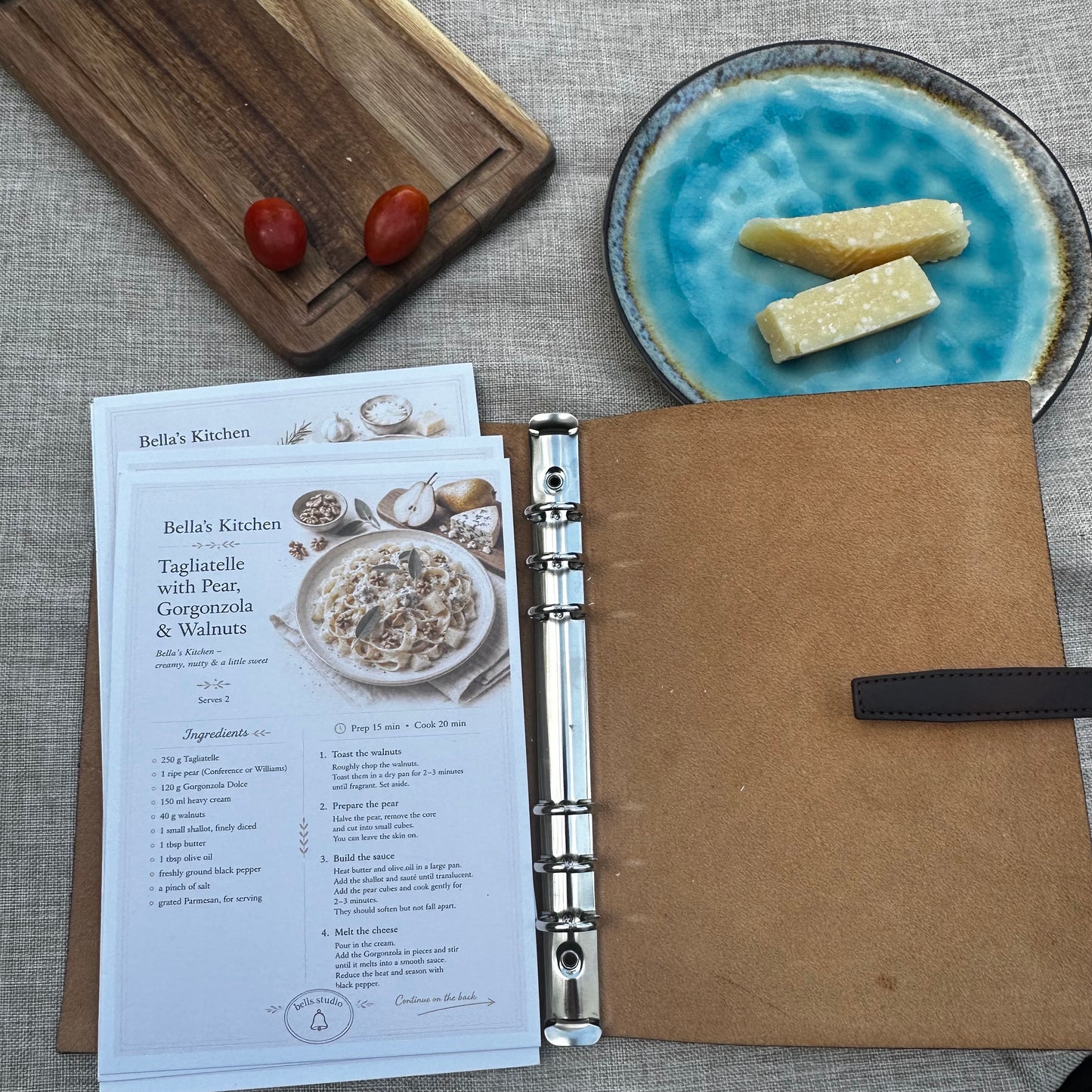 The Complete Pasta Edition - 12 Recipes Cards with Leather Binder - Bella's Kitchen