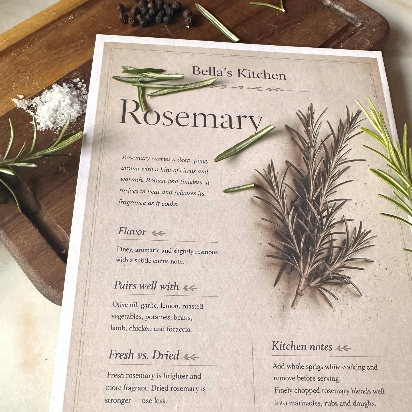 Rosemary - Herbal Collection Card A5 | Italian Pasta Recipe – Bella's Kitchen