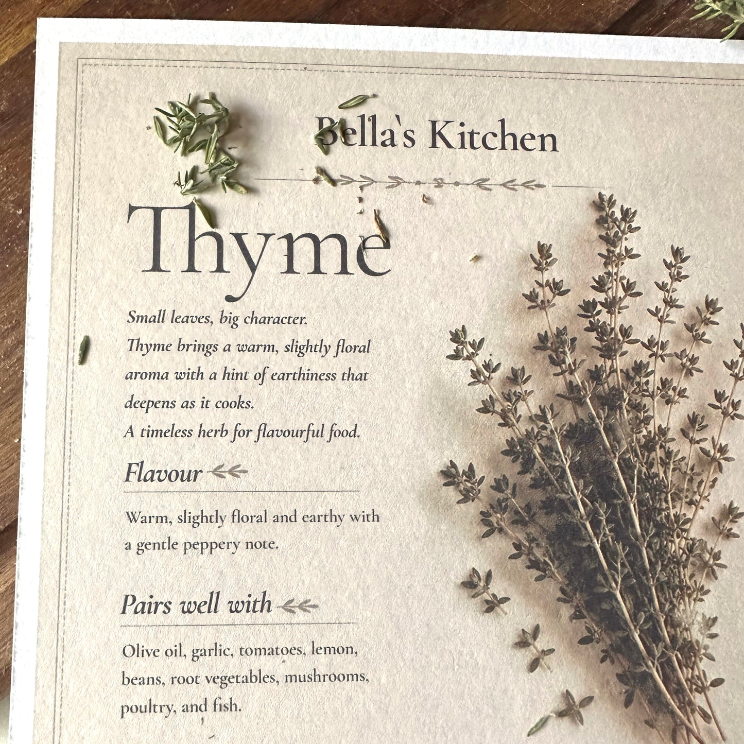 Thyme - Herbal Collection Card A5 | Italian Pasta Recipe – Bella's Kitchen