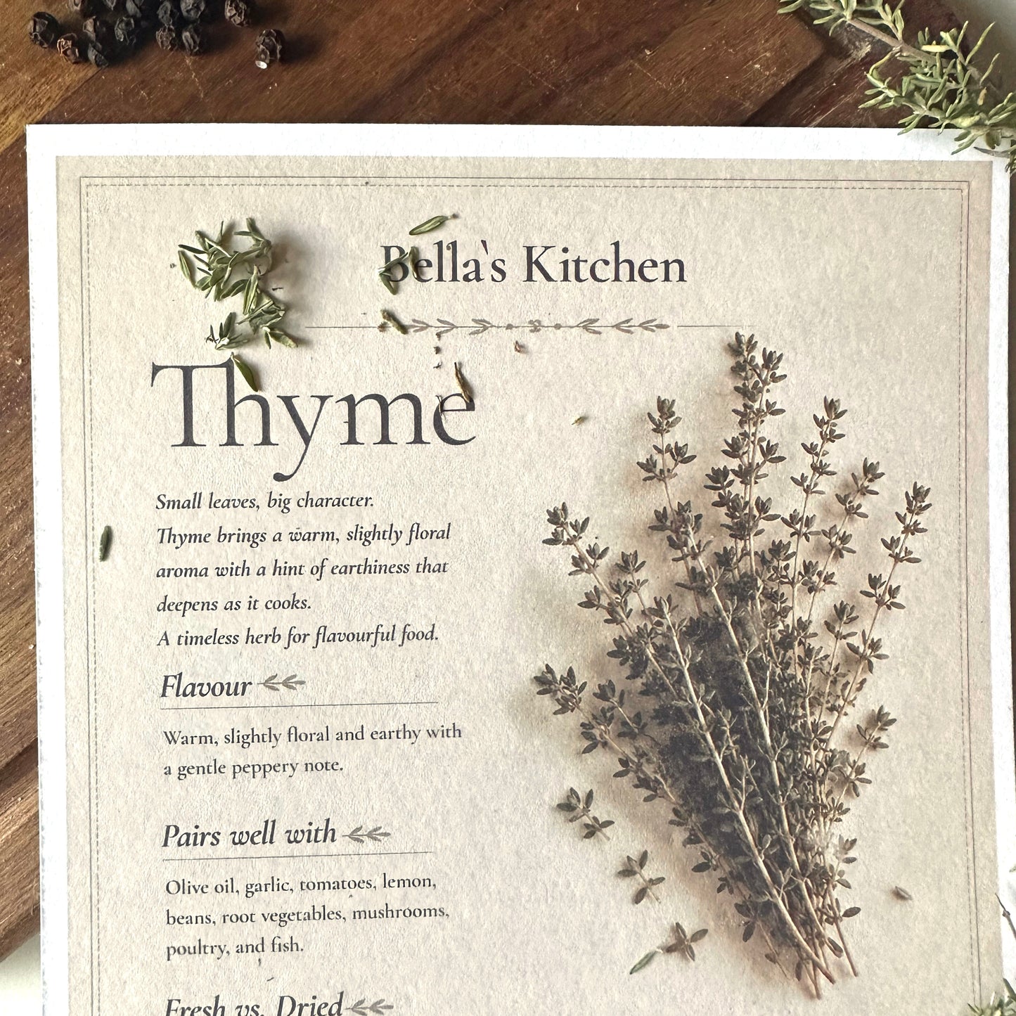 Thyme - Herbal Collection Card A5 | Italian Pasta Recipe – Bella's Kitchen