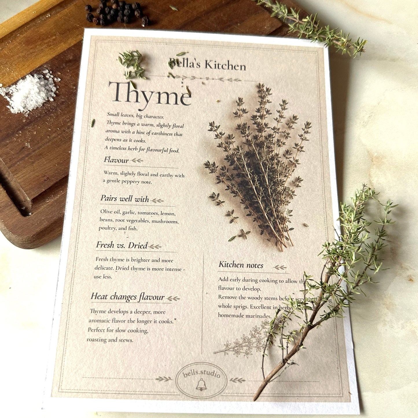 Thyme - Herbal Collection Card A5 | Italian Pasta Recipe – Bella's Kitchen