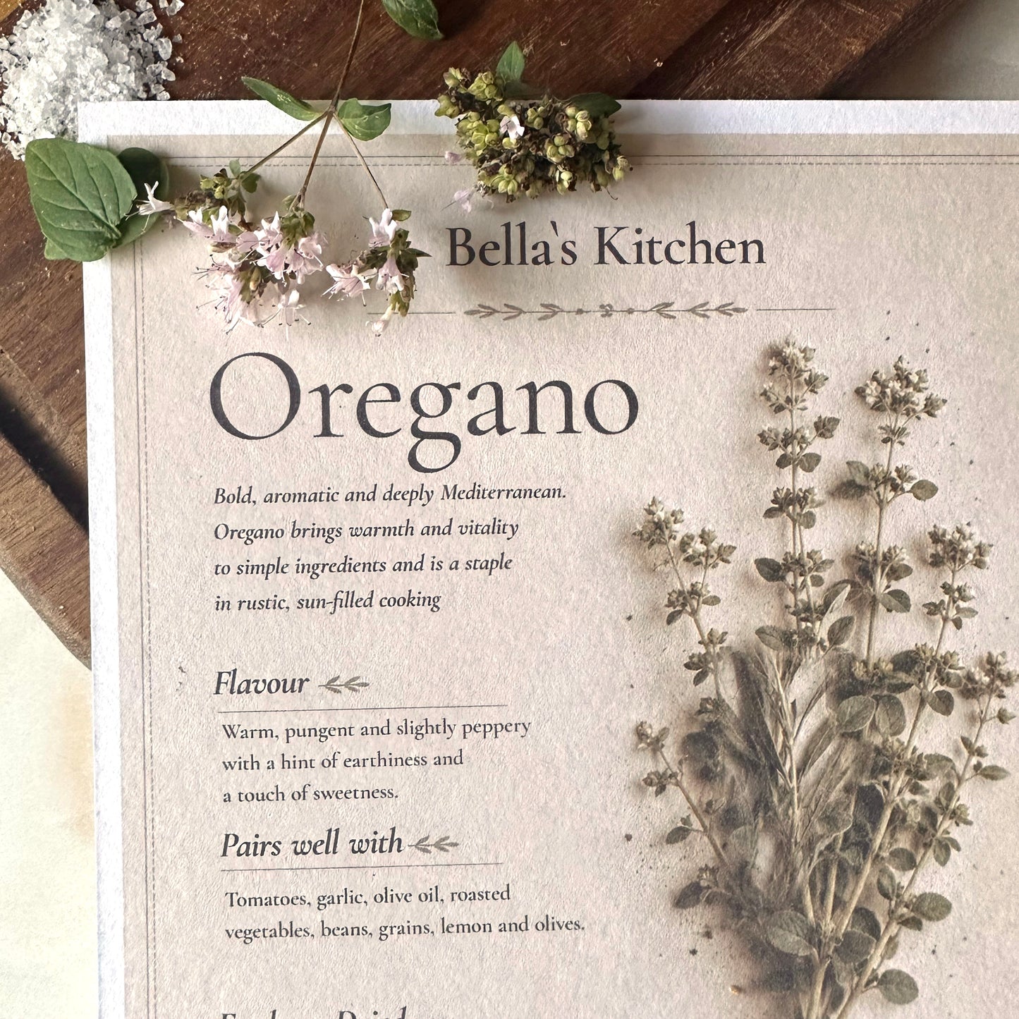 Oregano - Herbal Collection Card A5 | Italian Pasta Recipe – Bella's Kitchen