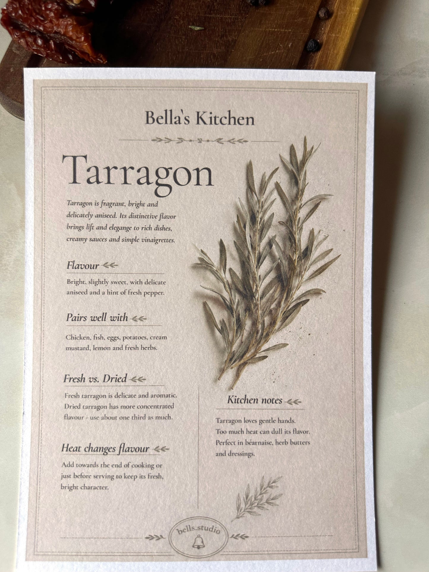 Tarragon - Herbal Collection Card A5 | Italian Pasta Recipe – Bella's Kitchen