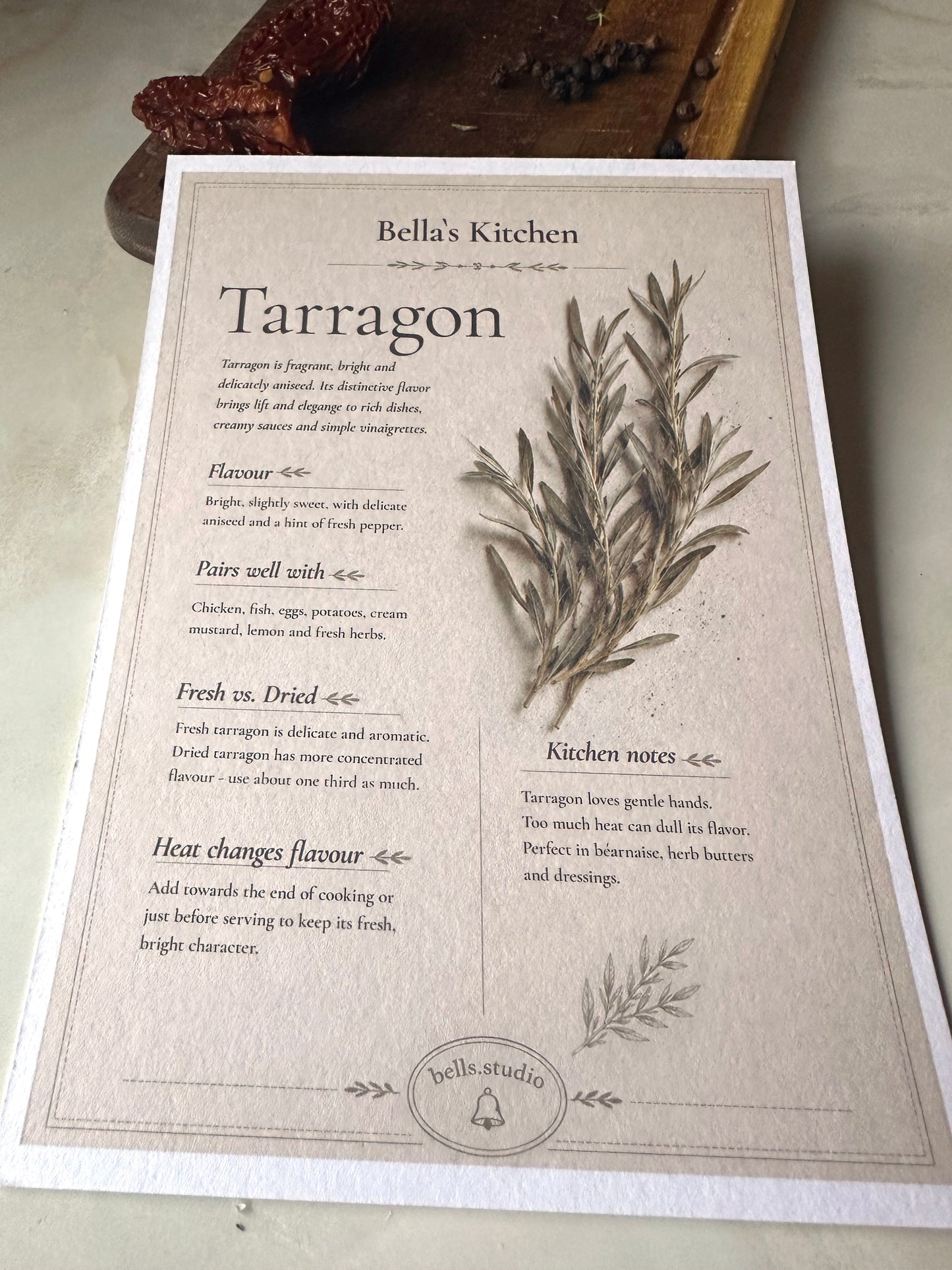Tarragon - Herbal Collection Card A5 | Italian Pasta Recipe – Bella's Kitchen