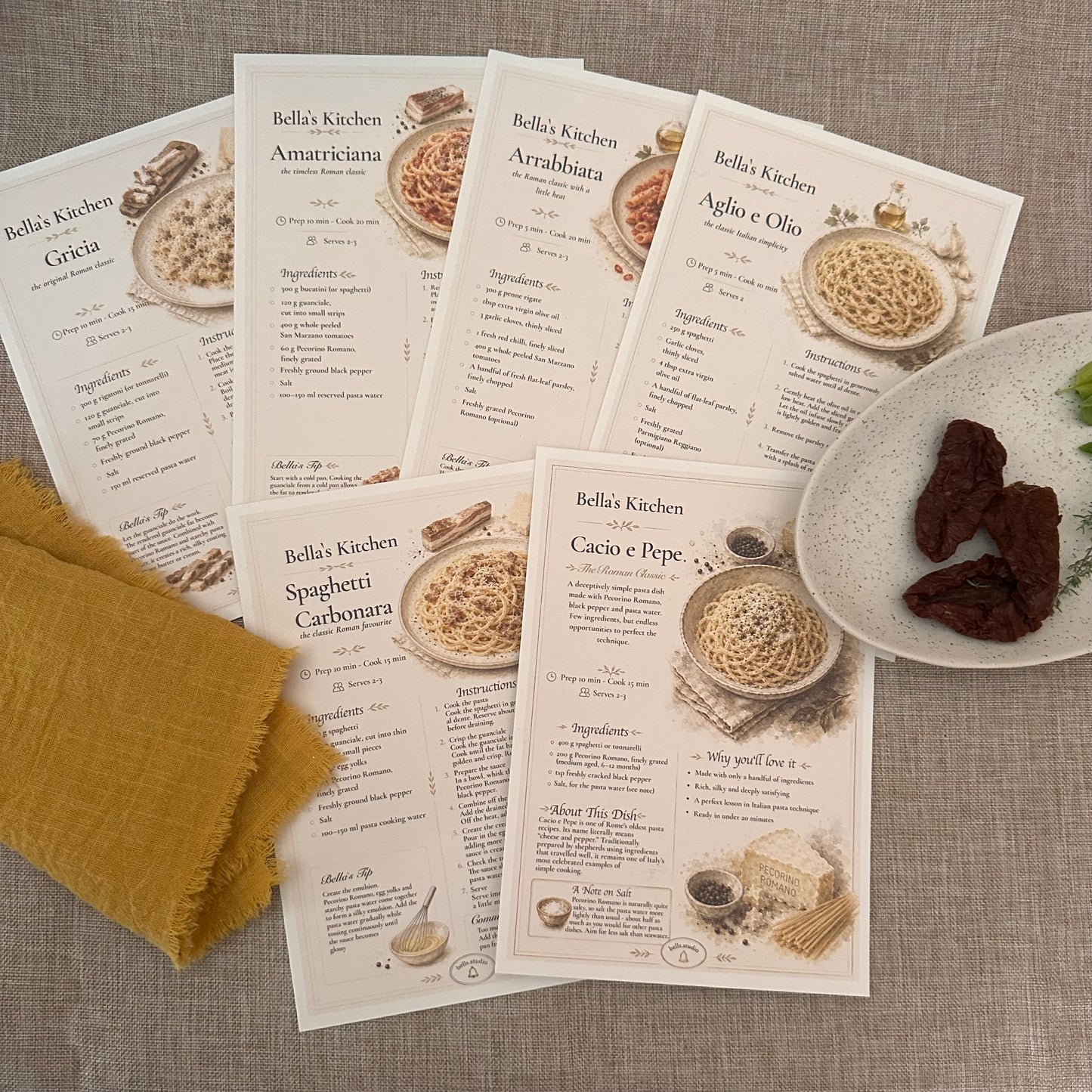 The Roman Classics Set - 6 Recipes Cards Only - Bella's Kitchen