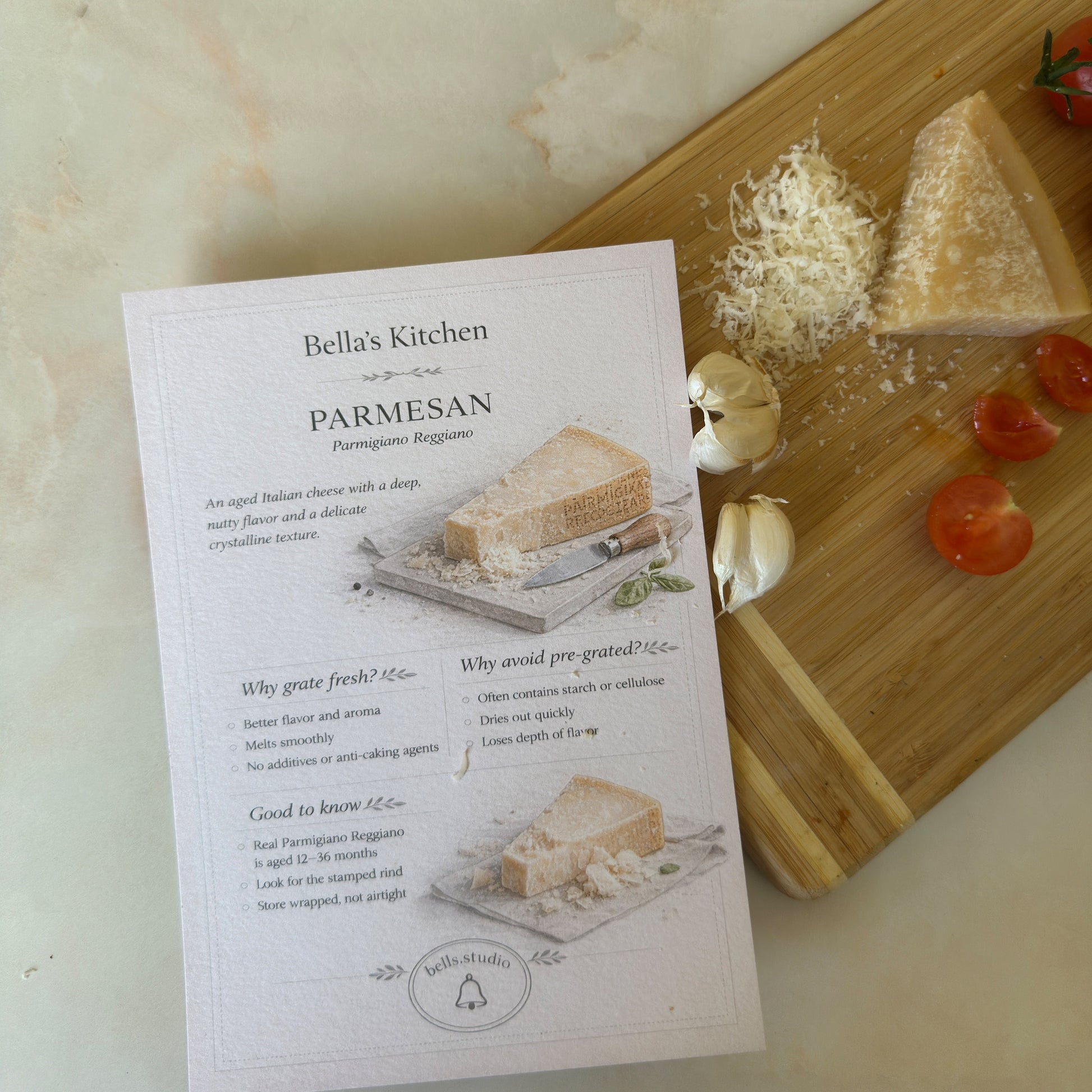 Parmesan Cooking Guide Card A5 double sided