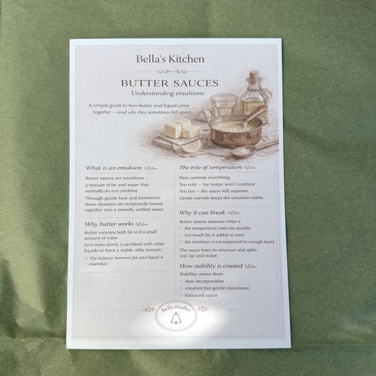 Butter Sauce Kitchen Card front and back – Bella's Kitchen Basic Card