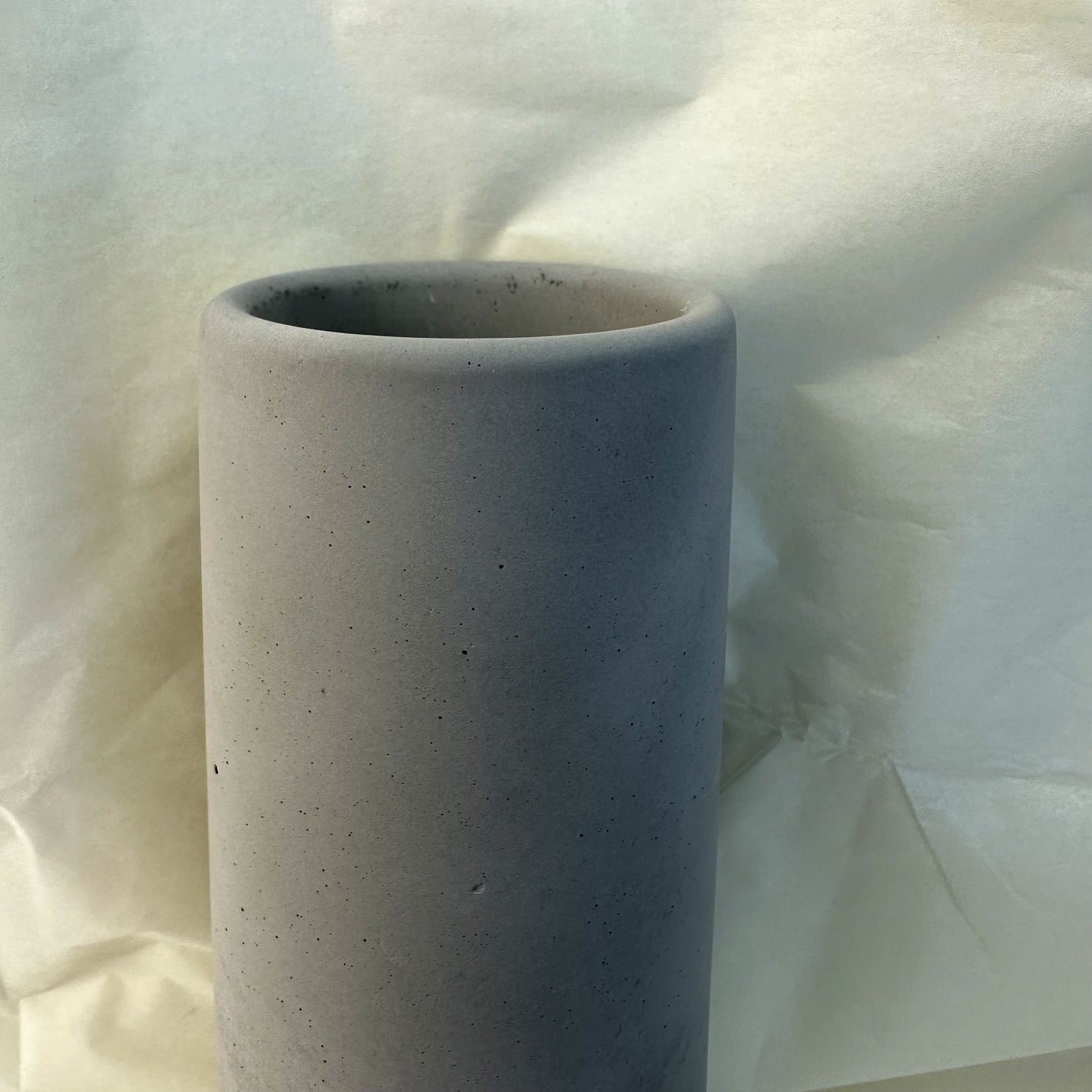 Close-up of matte texture and grey tone on  concrete vase No. 1